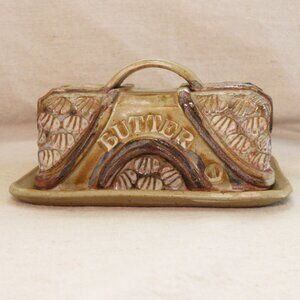 Vintage Handmade 70s Pottery Butter Dish